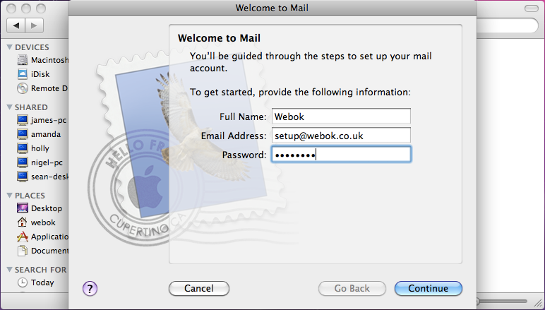 Macbook mail setup image 1